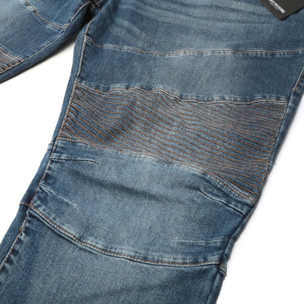 True Religion Mens Rocco Moto Skinny Jeans Stretch Designer Blue Denim Sz 44 NEW - Picture 13 of 13